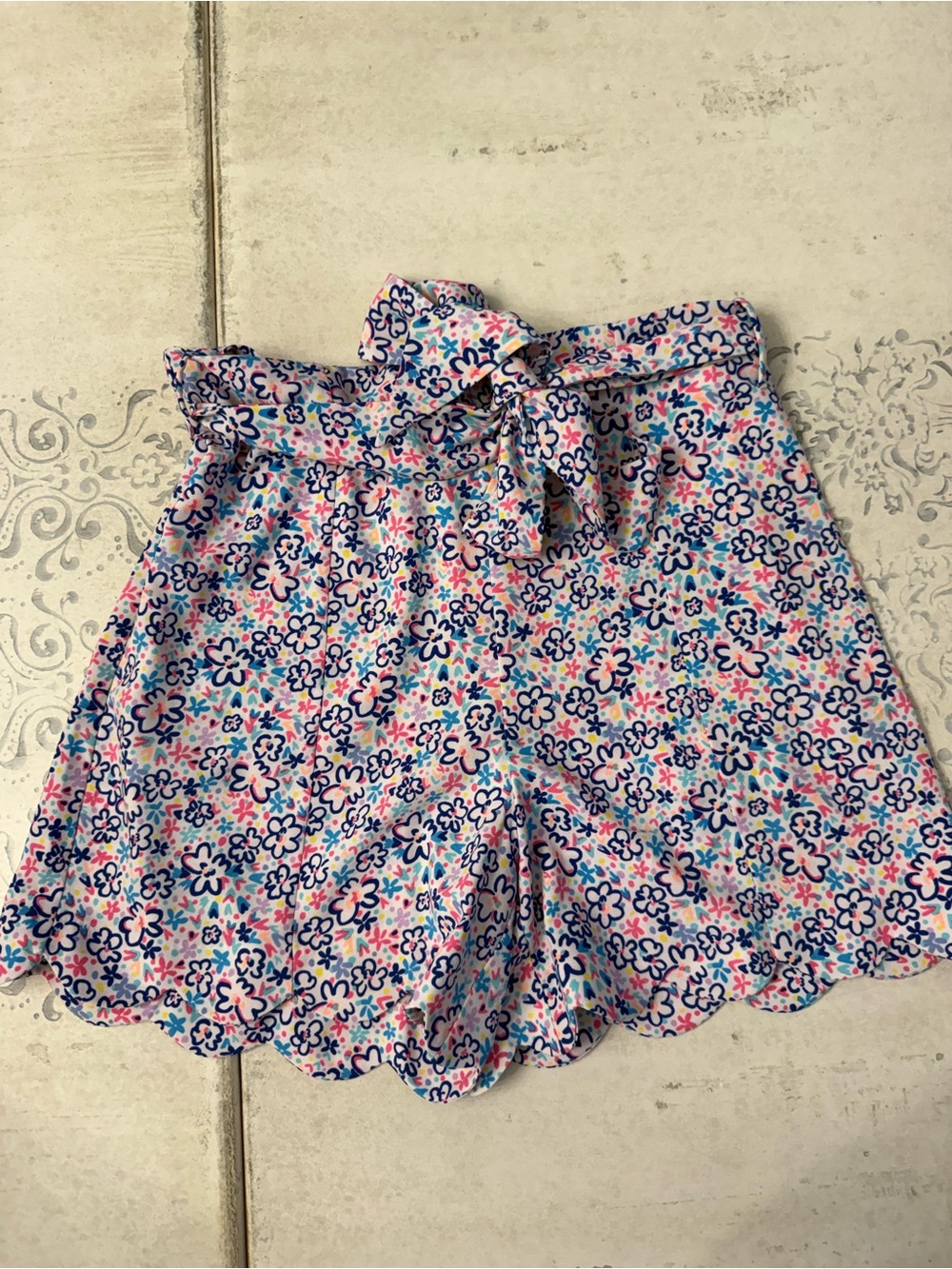 Lilly Pulitzer Multicolor Floral Scallop Tie-Waist Shorts